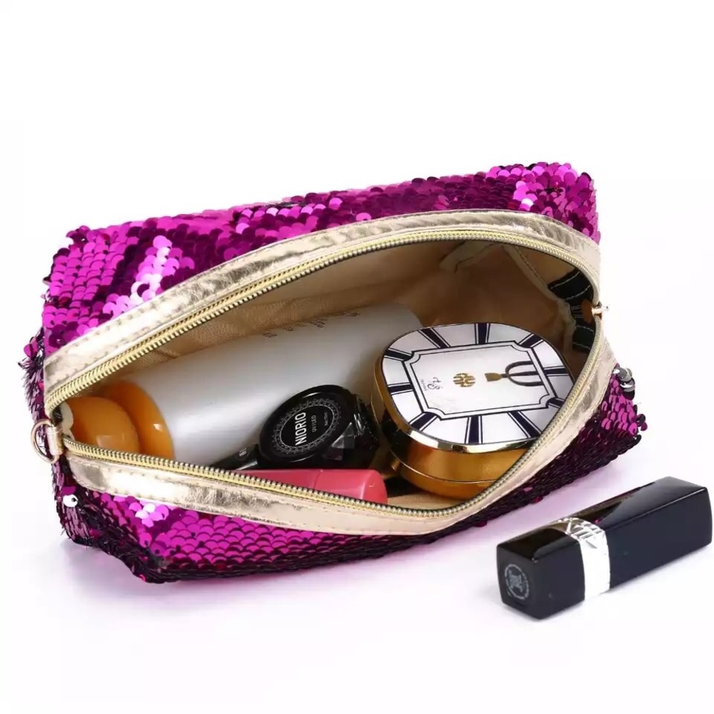 Sequins Glitter Cosmetic Makeup Handbag - Picture 2 of 3